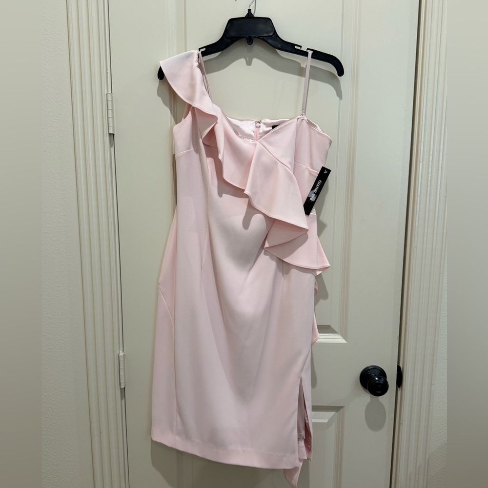 Gianni Bini Baby Pink One-Shoulder Ruffle Dress